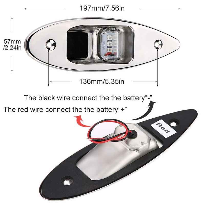 Navigation Light,2Pcs LED Flush Mount Navigation Light 12V Stainless Steel