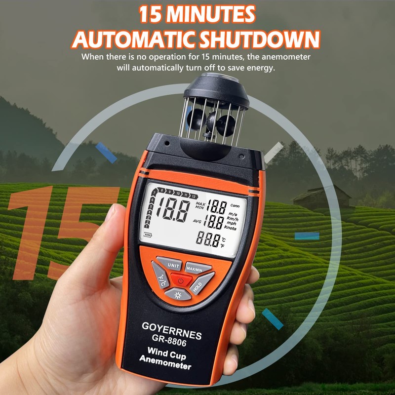 Digital Anemometer Handheld,GR-8806 Wind Meter Air Velocity Tester Measure Wind