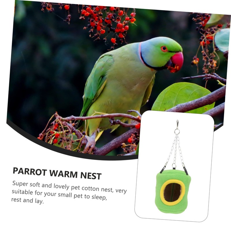VICASKY Green Bucket Shaped Parrot Sleeping Bed Warm Cotton Nest