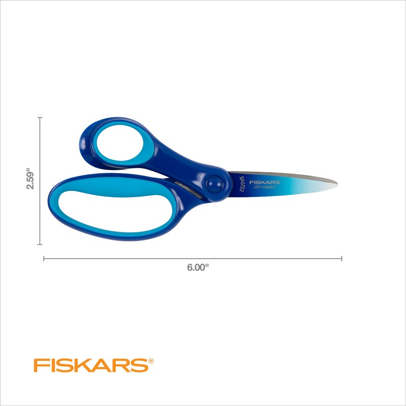 Fiskars 6" Left-Handed Big Kids Scissors for Ages 8-11, Scissors