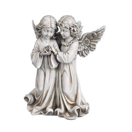Joseph's Studio by Roman - Collection, 12.25" H Angels W/Bird Garden, Made from Resin, High Level of Craftsmanship and Attention to Detail, Durable and Long Lasting