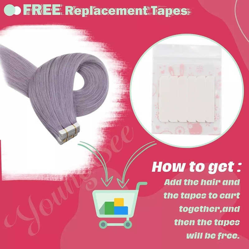 YoungSee Extensiones De Cabello Natural 22in Light Purple 25gr