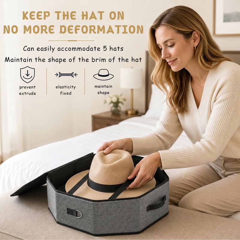 Dexpally Hat Boxes with Lids, Hat Storage Box for Travel,