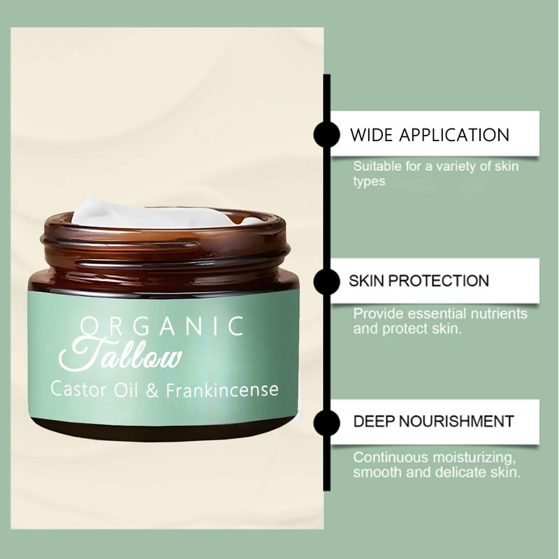 Grass-fed Beef Tallow with Frankincense Oil & Castor oil, Organic