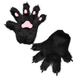 THARAHT Fursuit Paws Gloves Adjustable Cuffs Suitable for RolePlaying Party Clothing Black