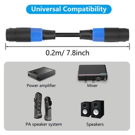 CERRXIAN 7.8inch 0.2m Speakon Female to Female Connector Speaker Cable 2 Pole Speakon Coupler Audio Cable for Speaker, Amplifier