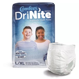 Comfees DriNite Youth Pants, Unisex - LG/XL (60 to 125+ lbs) | Pack of 13