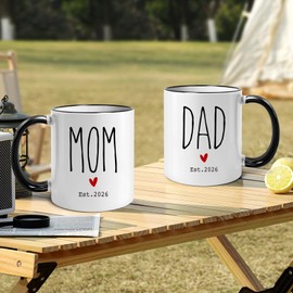 WFFW Mom and Dad Coffee Mugs Gifts for New Parents - Ceramic Couple Cups Est. 2026 | Perfect for Expecting & First-Time Parents, Baby Shower & Gender Reveal (His & Hers Mugs) -244