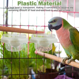 PINVNBY 4 PCS Bird Bowls for Cage with Clamp,Transparency Birds Cage Feeders Easy to Install Parakeet Feeder Small-Sized Detachable Bird Bowl for Finches Lovebirds and Long-Tailed Parrots （White）
