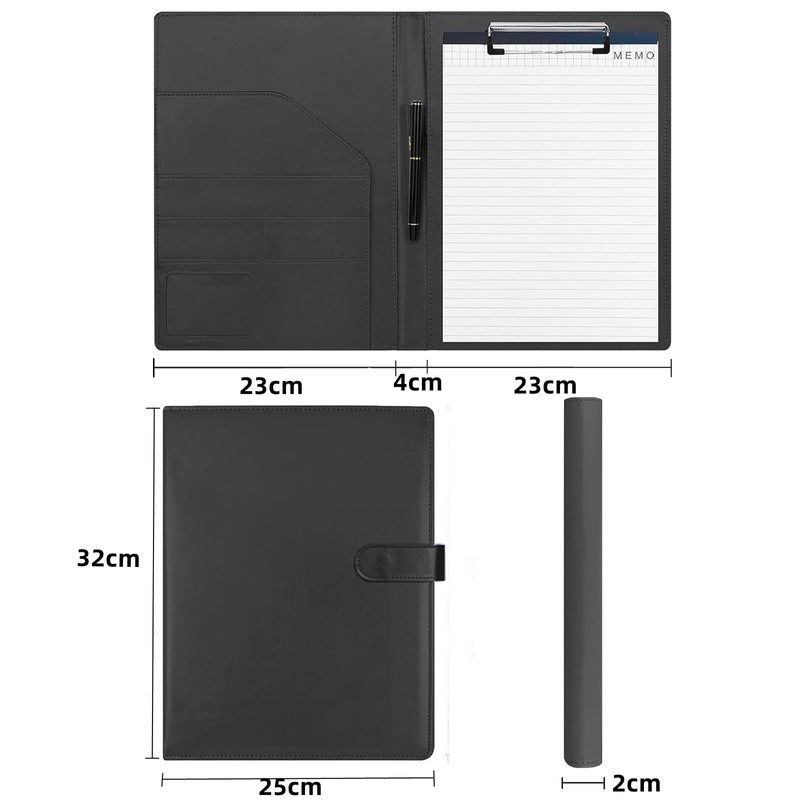 A4 Clipboard Folder, PU Leather Magnetic Conference Folder with Cover