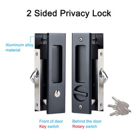 Hoconnie 6.3 - Cerradura de puerta corredera invisible empotrada con 3 llaves, bolsillo para cerradura de puerta corredera para muebles de madera, color negro