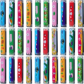 30 Pack Harmonica Toy Cartoon Harmonica with Double Row of 16 Holes Musical Instrument Toy for Toddler Kids Adult Beginners' Musical Instrument Toy Gift, Random Color