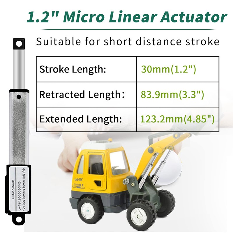 Micro Linear Actuator with Controller, 1.2" Stroke Small Electric Motion