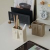 WENSHUO Abstract Square Face Pen Holder, Modern and Minimalistic Desk