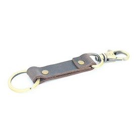 JJNUSA Genuine Leather Keychain Walnut Leather Key Holder Mens Belt Key Chain Ring Fob (darkbrown)