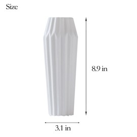 White Ceramic Vases Flower for Home Décor Modern Boho Vase for Living Room Pampas Floor Tall Geometric Vase (8.9in) (WhiteA)