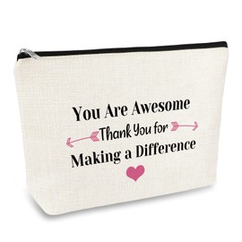 Thank You Gift Appreciation Gift for Women Makeup Cosmetic Bag Inspirational Gift for Her Employee Volunteer Nurse Coworker Friend Social Worker Coach Thank You Gift Thanksgiving Christmas