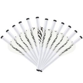 KEAUP 12 Packs Arrow Fletching with 2 Inch Arrow Vanes, Shrink Fletch Stretch Arrow Wraps Universal Fit for Arrows and Bolts, DIY Archery Fletching Tool (Black Stripe & White)