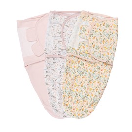 MY LITTLE ZONE 3-Pack Baby Swaddle Sleep Sacks, Baby Wrap Swaddles for Newborn, Cotton Sleep Sacks, Sleepsack Swaddles for Babygirl, Babies Essentials (Floral Pink Baby's Swaddle 0-3 Months)