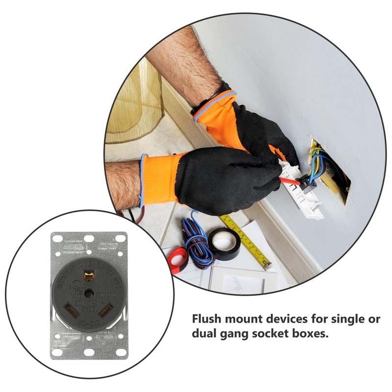 30A RV Outlet 125V 2P Industrial Grade Flush Mount Receptacle
