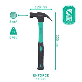 American Roofing Hammer 16 oz with 2K Fibreglass Handle from the Enforce Series by WIESEMANN 1893 I Hammer Head Forged & Inductively Hardened I 80492