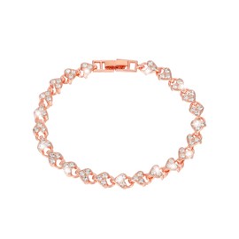 JJDreams Bracelet Women's Tennis Heart Bracelet for WomenShiny Tennis Bracelet with Heart Shaped Diamond Bangle Jewellery for Gift,Rose Gold