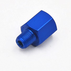 Universal Aluminum Fitting Pressure Gauge Sensor Sender Thread Reducer Adapters M12x1.5 to 1/8 NPT, Female M12 P1.5 to Male 1/8 NPT Blue