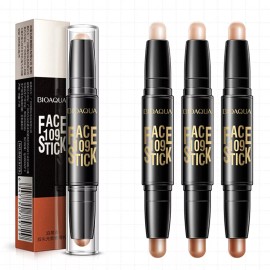 BIOAQUA Play 109 Face Stick Contour Duo 2 in 1 Highlighter Pencil 3 Kind etude - #02 IVORY WHITE / LIGHT COFFEE