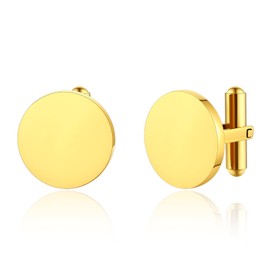 FindChic Gold Cufflinks for Men Simple Round Cuff Links Groomsmen Gifts Shirt Accessories Wedding Party Ball