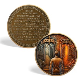 Tokenara Choice Christian Challenge Coin, Matthew 7:13-14 Bible Verse Coin, Spiritual Reminder Heaven Hell Choice Path Token, Faith Religious Gifts for Prayer Church Baptism Bible Study
