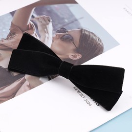 Inilbran Vintage Satin Bow Hair Clips Black Velvet Bow Hair Clips Hair Clip Winter Ribbon Bow Hair Clip French Bow Hair Clip Decorative Hair Accessories for Women