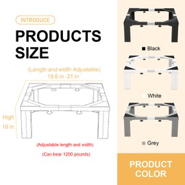 I'Ezonk Full size Heavy duty all steel Laundry Pedestal , 16" Height Washer and Dryer Pedestals, Adjustable Universal washing machine stand and Ice maker stand(Black)