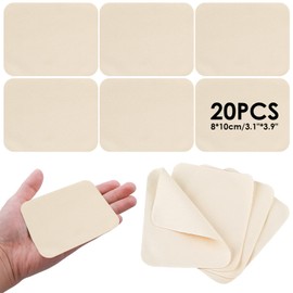 Thinp 20 Pcs Pre Cut Chamois Cloth,Chamois Pottery Tools Artist Chamois Leather Soft Chamois for Pot Rim Smoothing Pottery Drawing Trimming Mud Tool Kit,3.15 X 3.94 Inch