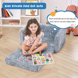 Toddler Couch,Toddler Chair,Kids Sofa Chair 2-in-1 Baby Seat Furniture Fold Out, Convertible Sofa to Lounger Soft Comfy Glow in The Dark Kids Sofa Bed Gifts for Kids Girl Boys,Star
