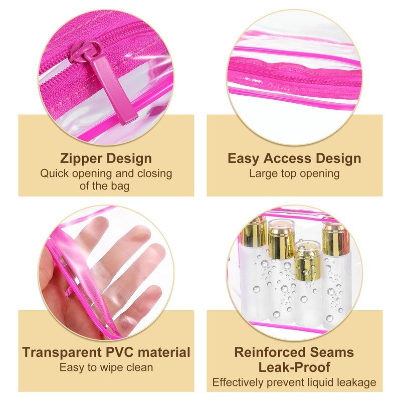 uxcell Clear Toiletry Bag, 12 Pcs PVC Transparent Makeup Bag