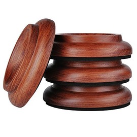 PUNK Hardwood Upright Piano Caster Cups Set of 4 Real Rosewood Furniture Leg Pads Protection