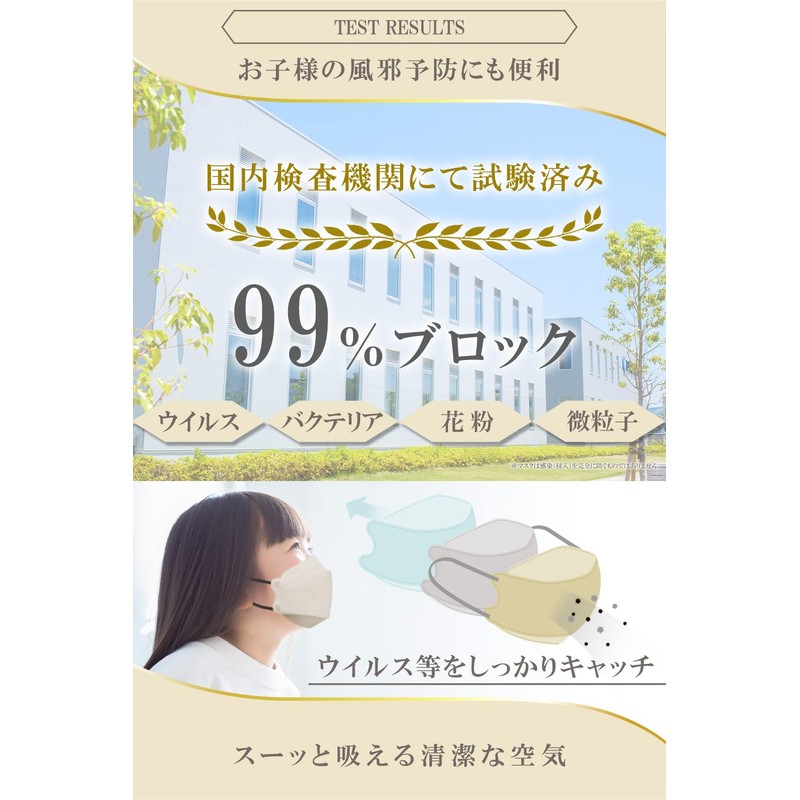 [LaViness] マスク 不織布 子供 子供用マスク 立体 立体マスク バイカラー 30枚 (アイスブルー×アイスブルー)