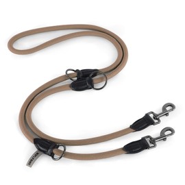 Wolfone Double Ended Hand Free Heavy Duty Adjustable Rope Dog Lead, Good for Walks, Camping, Suitable for Large, Medium and Small Dogs, 2.1 m Sand