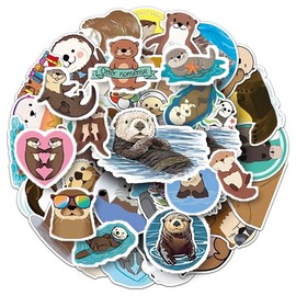 Zernblend Pack of 50 Otter Waterproof Vinyl Stickers, Decorative Stickers for Teens and Children, Aesthetic Stickers, Kindle Stickers, Stickers