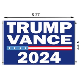 Trump Flag Trump Vance 2024 3x5 Ft, Trump 2024 Flag Double Stitched with 2 Grommets, Trump 2024 Flag for Room Wall Boat Car