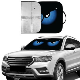 Car Windshield Sun Shade, Wear-Resistant Black Tape, Foldable, Visor Protector for Car Sedan Truck SUV Accessories 57.1" L x 27.6" W