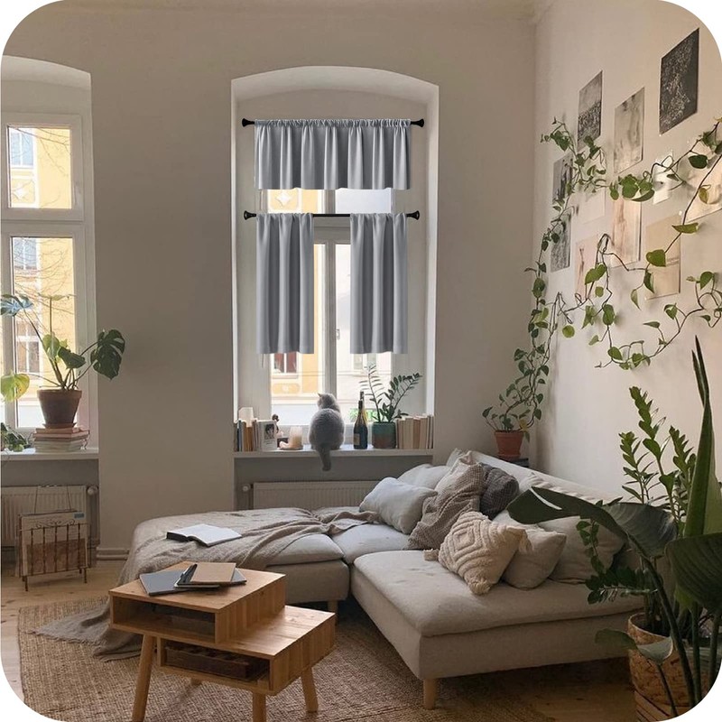 MRTREES Grey Waterproof Curtains for Bathroom Window, 2 Panels Small