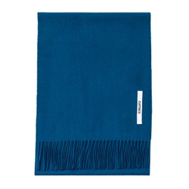 cumaco C-A0011B 25 Colors 100% Cashmere Scarf, Solid, Solid Color, Women's, Men's, Unisex, 72.8 x 11.8 inches (185 x 30 cm), Large, Stole, 14. deep blue