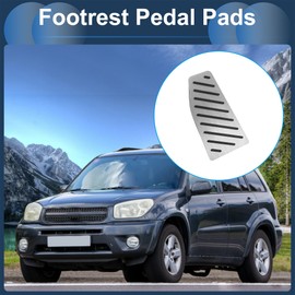 X AUTOHAUX 1 Pcs Automatic/Manual Footrest Pedals Cover Footrest Pedal Pads Foot Rest Dead Pedal Pad Cover for Toyota RAV4 2019-2024 Aluminum Alloy Silver Tone