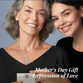 ANDSO Moissanite Heart Pendant Necklace for Women, 925 Sterling Silver Gold Plating Rose Flower Necklaces Mother's Day Birthday Jewelry Gifts for Mom Wife Girlfriend Her (Silver-2 Carat)