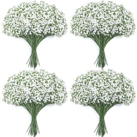 Faylifeway Babys Breath Artificial Flowers - 40PCS Real Touch White Gypsophila Bouquets for Floral Decoration, Wedding, Home, Party, and Garden (White, 40PCS)