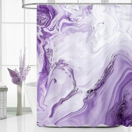 MitoVilla Purple Marble Shower Curtain, Abstract Ombre Fabric Shower Curtains for Modern Bathroom Decor, Luxury Cloth Watercolor Shower Curtain, 72x72
