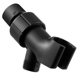 OFFO Shower Head Holder with Solid Brass Ball for Handheld Shower Head, Adjustable Shower Arm Mount for Connecting Shower Arm and Shower Hose, 1/2 Inch IPS Female Inlet and Male Outlet, Matte Black