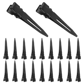 20 Stück Schwarz Alligator EnteBill Haarspangen, Entenschnabel Klemmen Haarklemmen Friseur Stahl-Haarclips, Friseur klammern, Metall Haarspangen für Haarklammern Damen Spangen Friseursalon Mädchen