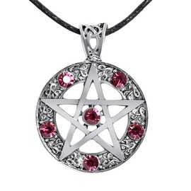 Niche-Finds Pentacle Pentagram Necklace With Amethyst Like CZ Gothic Wicca Jewelry MUltiple Srtone Colors (Dark Purple)